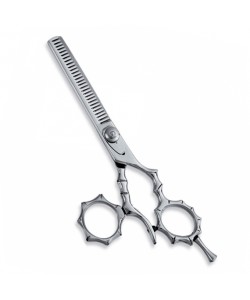 Thinning Scissor. Double Blade Teeth. Plastic Handle. Satin Finish.